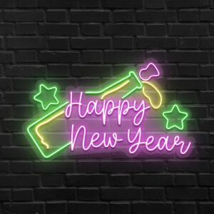 Happy New Year Bottle Neon Sign