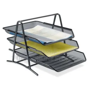 Office 3 Tier Document Tray File Desk Organizer - Black