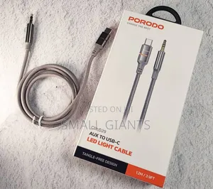Porodo Aux to Usb-C Led Light Cable